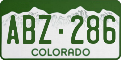 CO license plate ABZ286