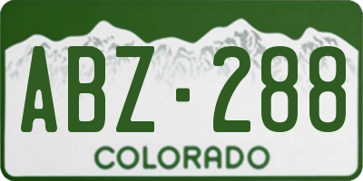 CO license plate ABZ288