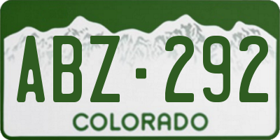 CO license plate ABZ292