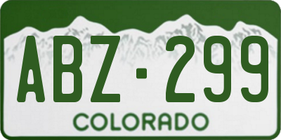 CO license plate ABZ299