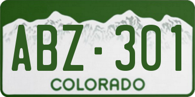 CO license plate ABZ301
