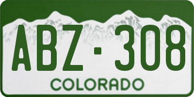 CO license plate ABZ308