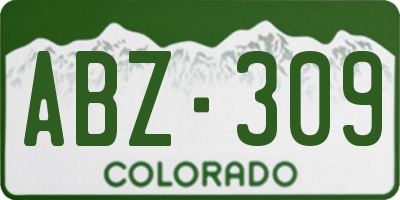 CO license plate ABZ309