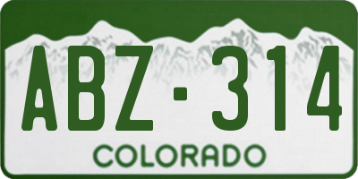 CO license plate ABZ314