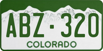 CO license plate ABZ320