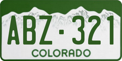 CO license plate ABZ321