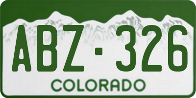 CO license plate ABZ326