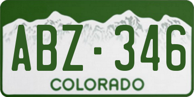 CO license plate ABZ346