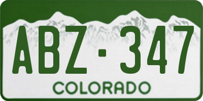 CO license plate ABZ347