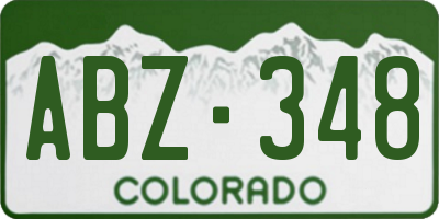CO license plate ABZ348