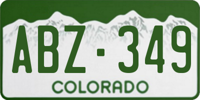 CO license plate ABZ349