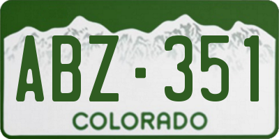 CO license plate ABZ351