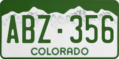 CO license plate ABZ356