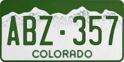 CO license plate ABZ357
