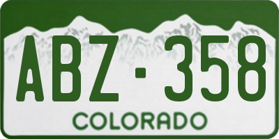 CO license plate ABZ358