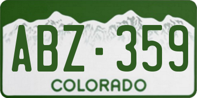 CO license plate ABZ359