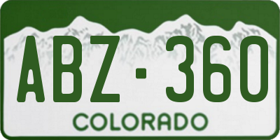 CO license plate ABZ360