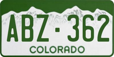 CO license plate ABZ362