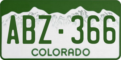 CO license plate ABZ366