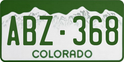 CO license plate ABZ368