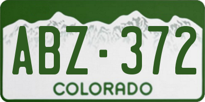 CO license plate ABZ372