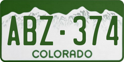 CO license plate ABZ374