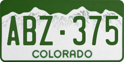 CO license plate ABZ375
