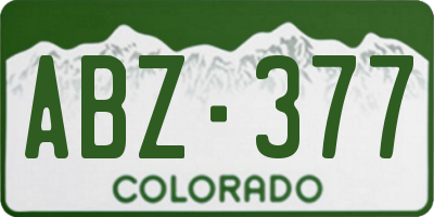 CO license plate ABZ377