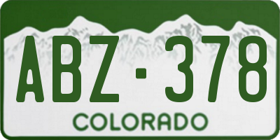 CO license plate ABZ378