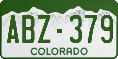 CO license plate ABZ379