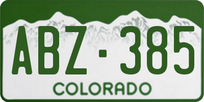 CO license plate ABZ385