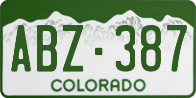 CO license plate ABZ387