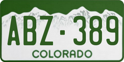 CO license plate ABZ389