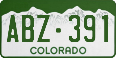 CO license plate ABZ391