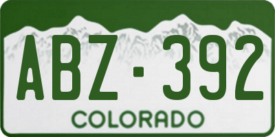 CO license plate ABZ392