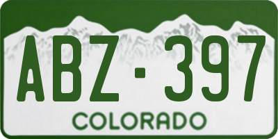 CO license plate ABZ397
