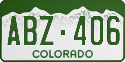 CO license plate ABZ406