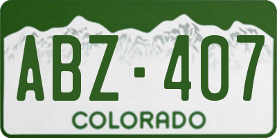 CO license plate ABZ407
