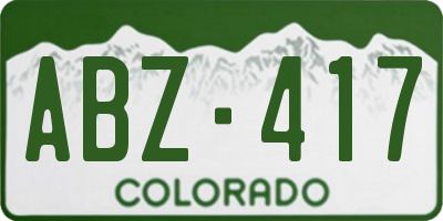 CO license plate ABZ417
