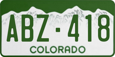 CO license plate ABZ418