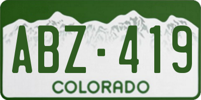 CO license plate ABZ419