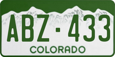 CO license plate ABZ433