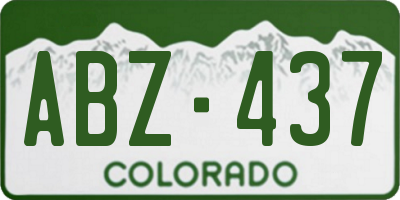 CO license plate ABZ437