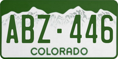 CO license plate ABZ446