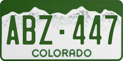 CO license plate ABZ447