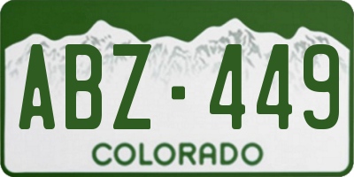 CO license plate ABZ449