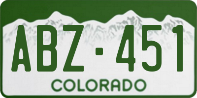 CO license plate ABZ451