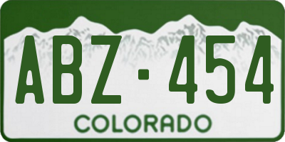 CO license plate ABZ454