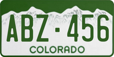CO license plate ABZ456