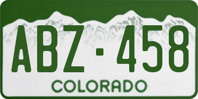 CO license plate ABZ458